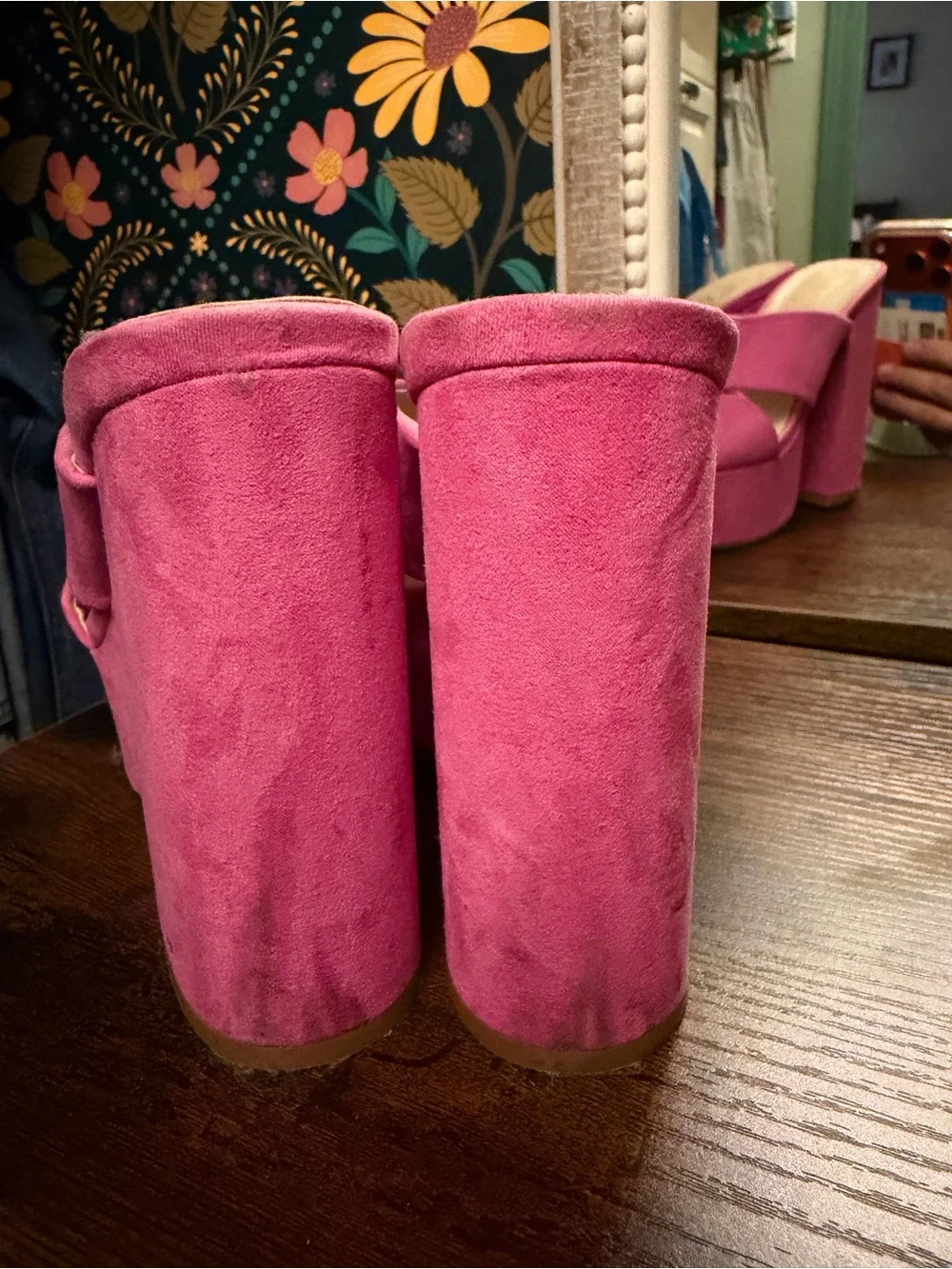 Lulu's Hot Pink Crisscross Platform Slide Sandals - Wore Once